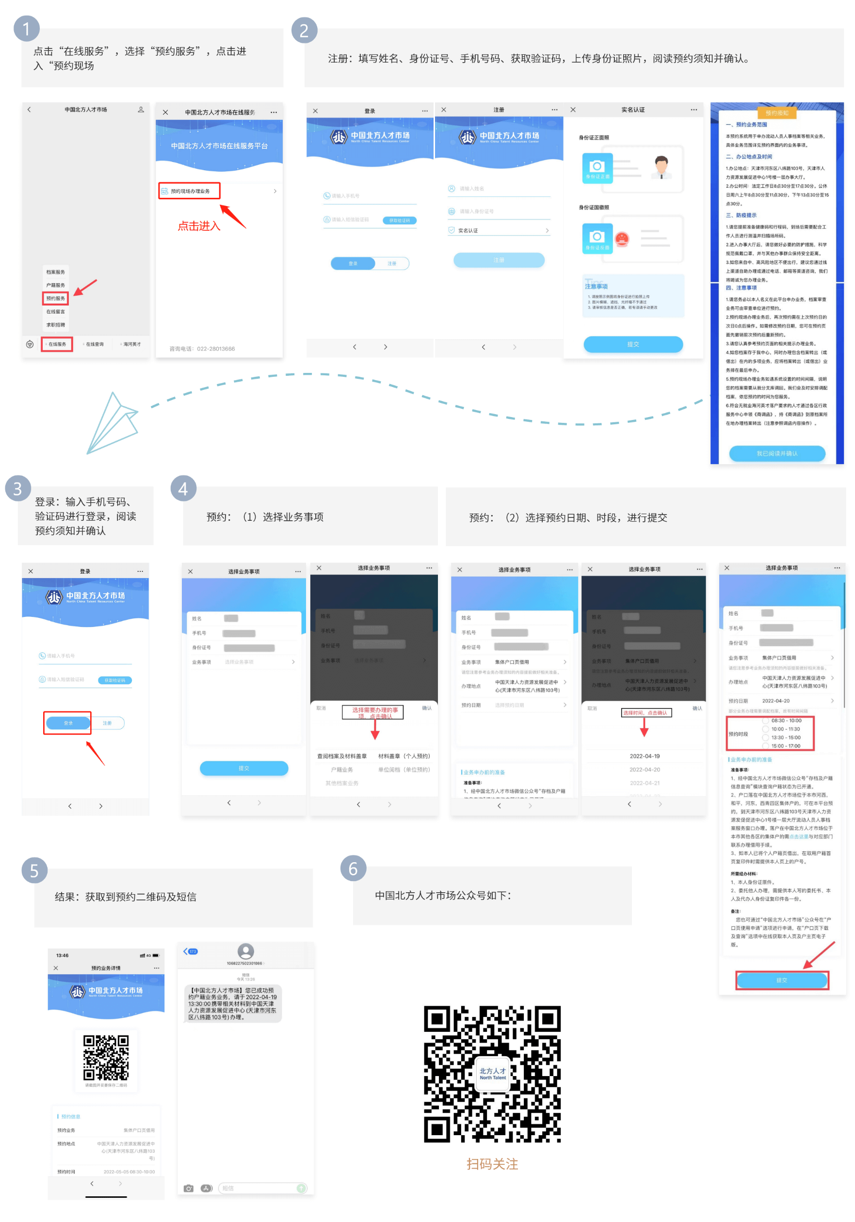 中国北方人才市场预约服务流程